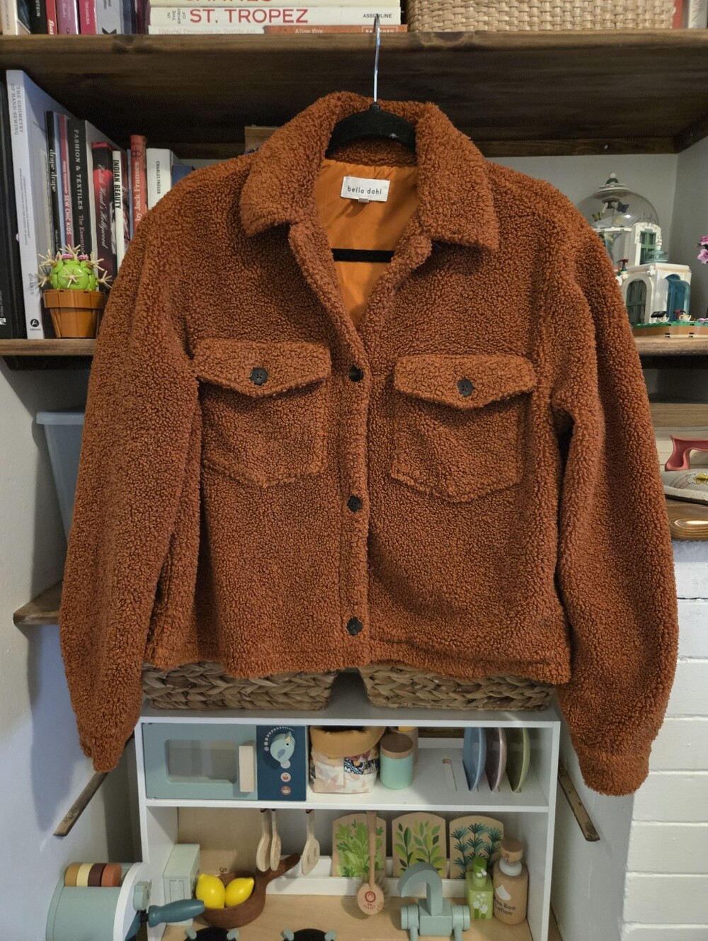 Bella Dahl Rust Teddy Button-Front Sherpa Jacket